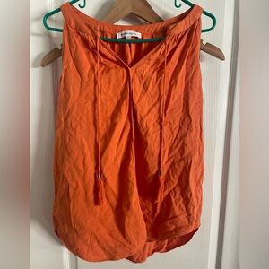 Rose & Olive Bright Orange Blouse with Tassel Ties